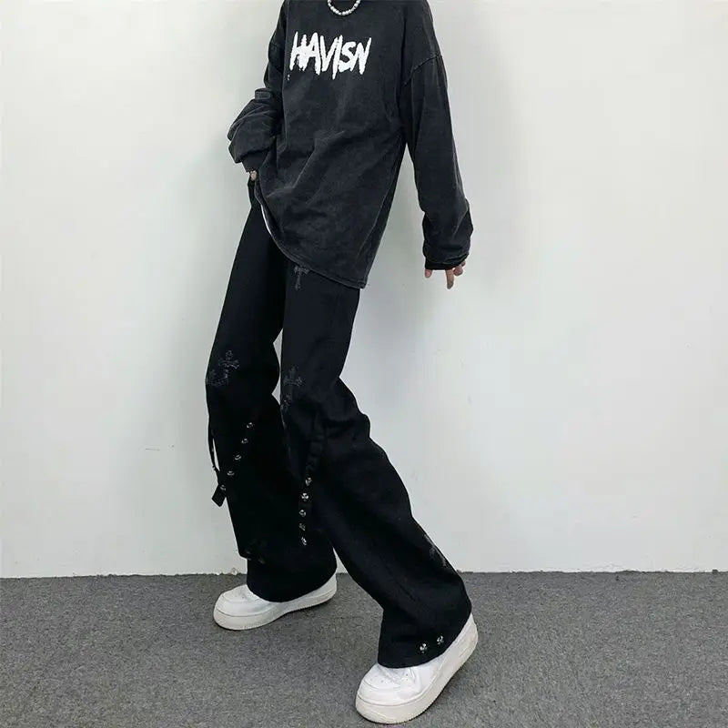 Jeans High Street pour hommes et femmes, pantalons micro évasés, conception de niche, fouet droit, vêtements Y2K, nouveau