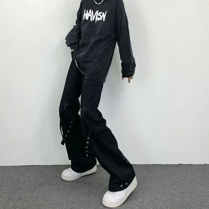 Jeans High Street pour hommes et femmes, pantalons micro évasés, conception de niche, fouet droit, vêtements Y2K, nouveau
