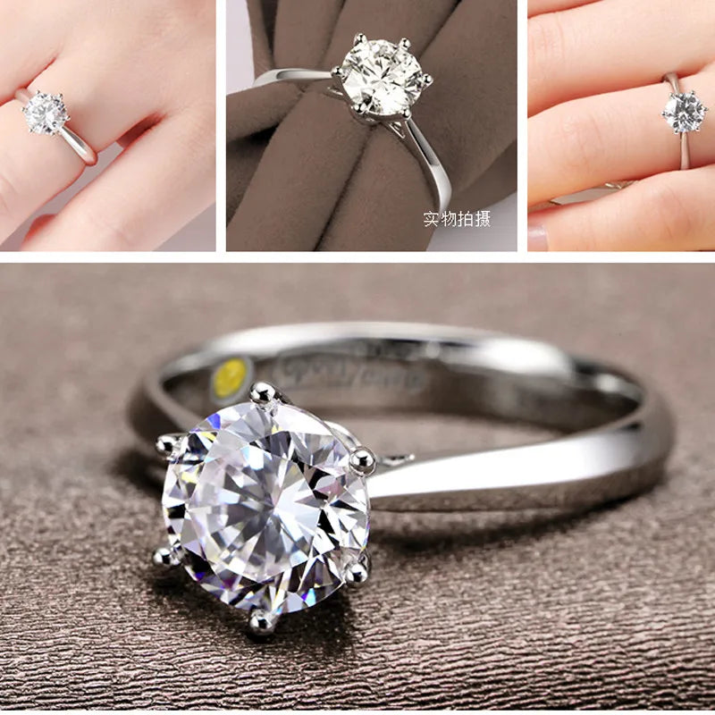 Bagues de mariage rondes en argent regardé 925 pour femmes et filles, cadeau de bijoux à la mode, prix de revient, très bon marché