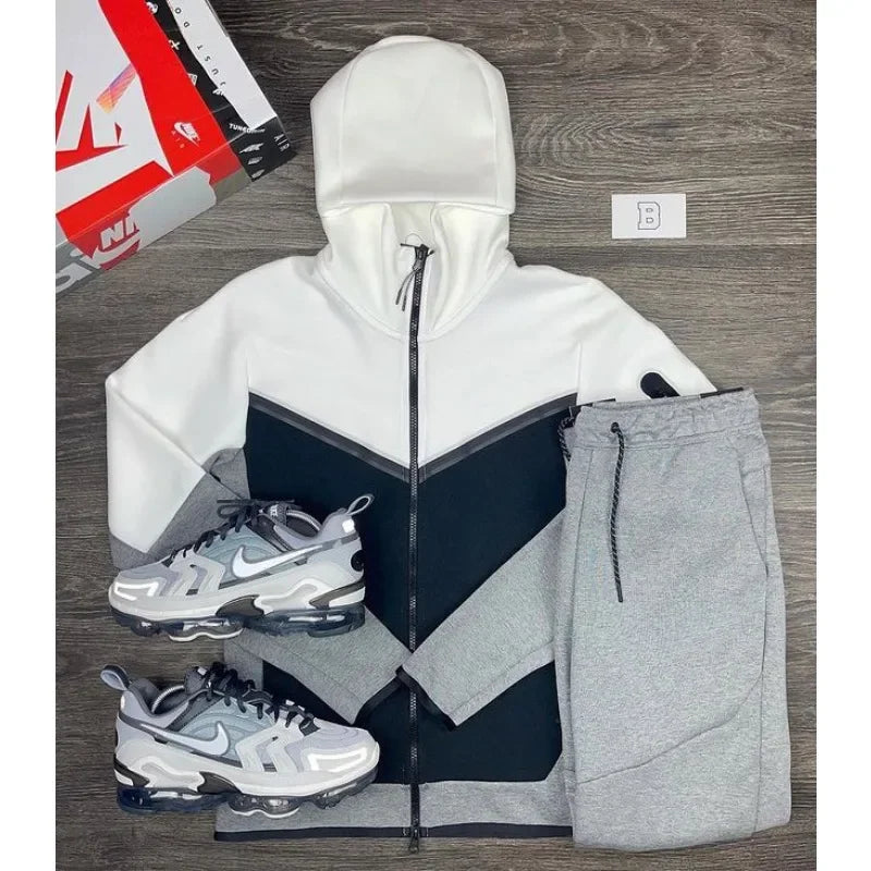 Manteau de sport pour hommes printemps et automne nouvelle taille européenne vêtements de sport pantalon à capuche ensemble décontracté survêtement hommes