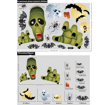 Autocollants de fenêtre électrostatiques pour vitrine en verre d'halloween, décoration de scène fantôme Zombies citrouille araignées, décoration de fête d'halloween