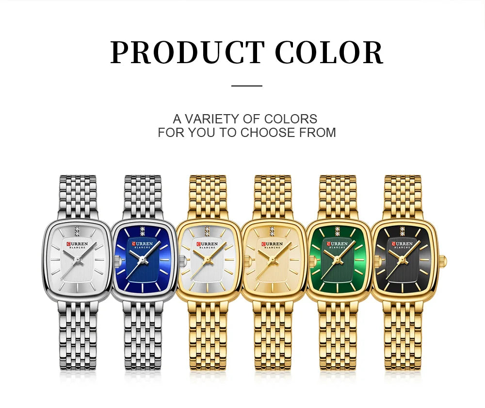 CURRN 9093 montres à Quartz carrées de luxe pour femmes en acier inoxydable 3ATM