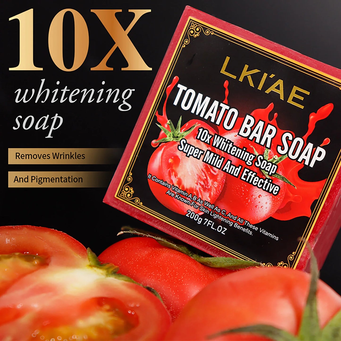 AILKE Barre de savon au tomate biologique, éclaircissante pour la peau, nettoie en profondeur, exfolie, élimine les taches foncées, hydratante, pour le visage et le corps