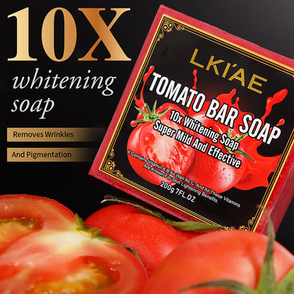 AILKE Barre de savon au tomate biologique, éclaircissante pour la peau, nettoie en profondeur, exfolie, élimine les taches foncées, hydratante, pour le visage et le corps