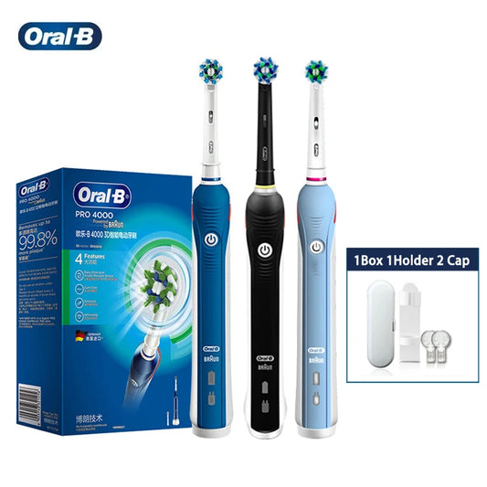 Brosse à dents électrique Oral B originale PRO 4000, capteur de pression 3D, nettoyage quotidien des gencives, soins de blanchiment, Modes douces et sensibles