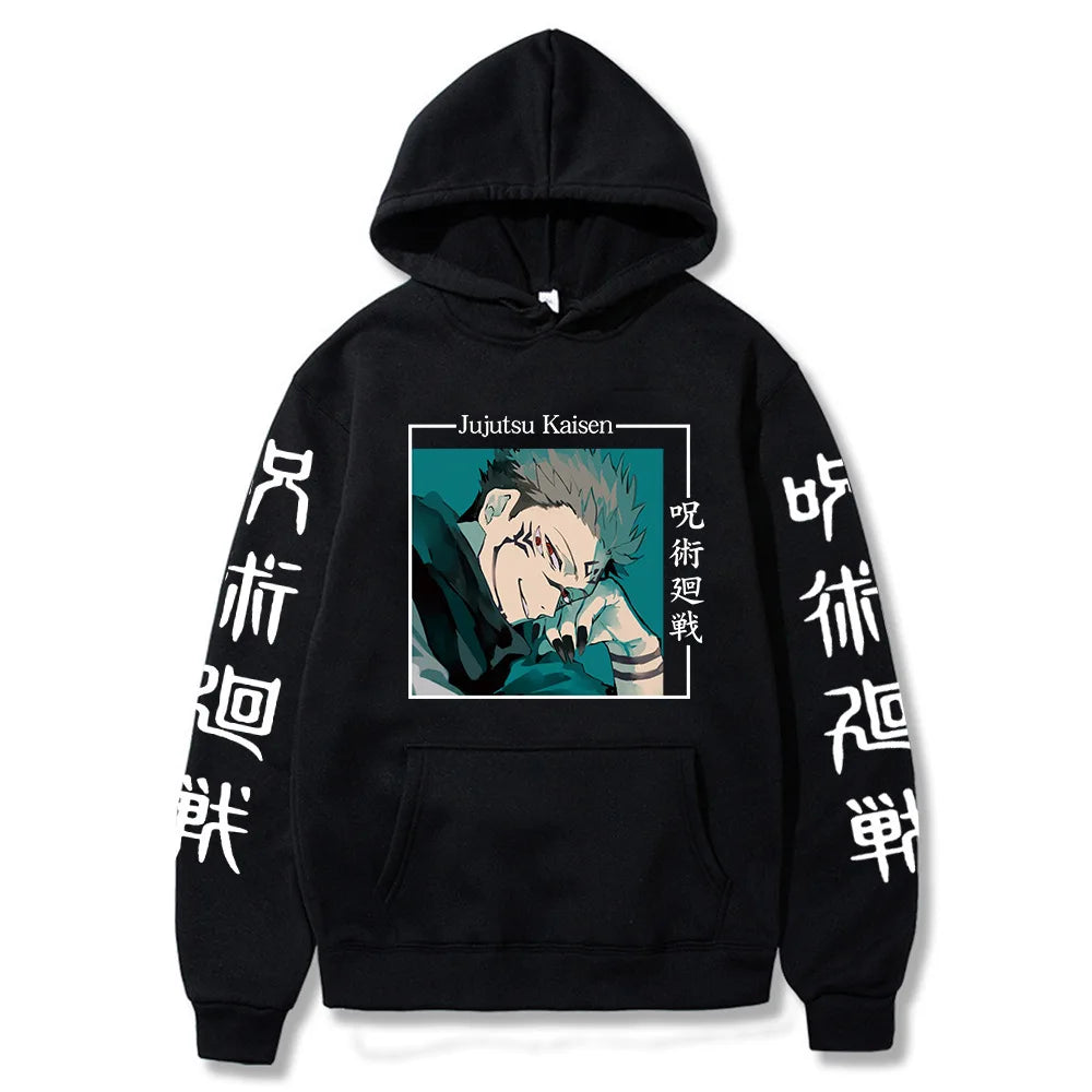 Jujutsu Kaisen Anime vêtements Satoru Gojo imprimer à capuche hommes sweat à capuche pour femme répandu Streetwear Harajuku Manga unisexe sweat