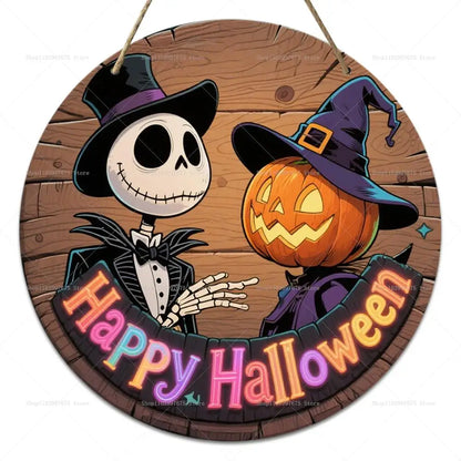 Décoration de fête d'halloween le cauchemar avant noël, panneau en bois citrouille, panneau mural suspendu, porte d'entrée, décoration de maison, cadeaux pour enfants