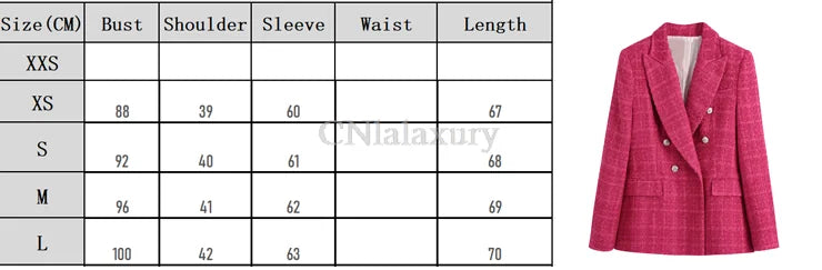 CNlalaxury-Blazer en tweed à double boutonnage pour femme, manteau de trajet avec poche, manches longues, décontracté, printemps, automne, 2024