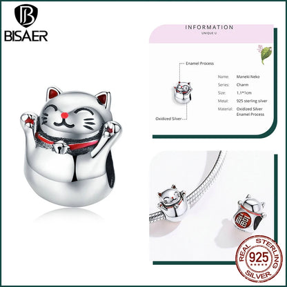 BISAER 925 en argent Sterling mignon chien breloque perle teckel animal de compagnie pendentif platine plaqué ajustement femmes Bracelet à bricoler soi-même bijoux fins