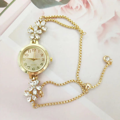 Montre-bracelet à quartz de luxe léger pour femme, cristal de verre exquis de qualité supérieure,