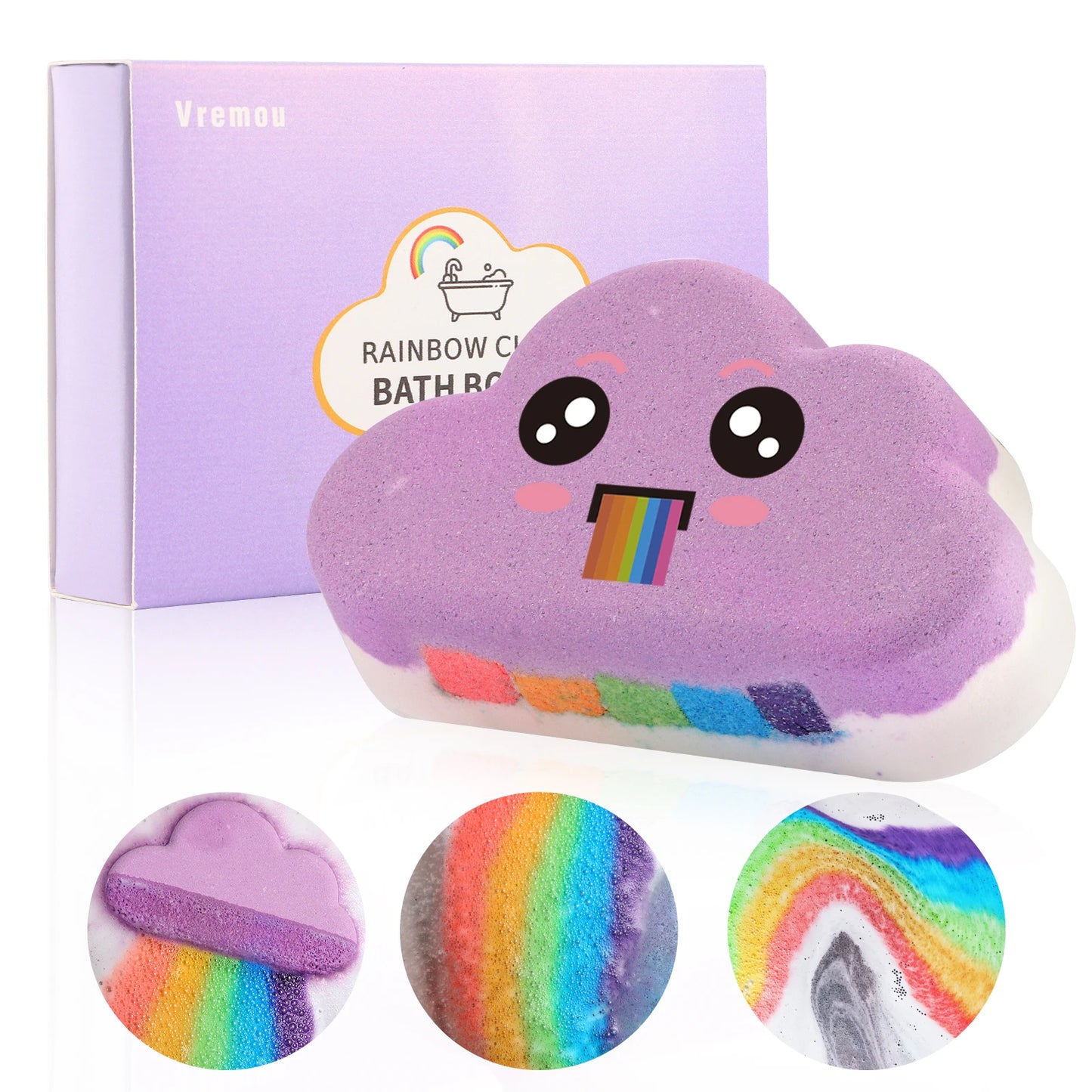 Ensemble cadeau de bombes de bain arc-en-ciel, bombes de bain biologiques faites à la main pour enfants filles, bain moussant naturel pour enfants, 1 pièce/4 pièces