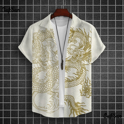Chemises à manches courtes pour hommes, vêtements graphiques Y-Dragon, chemises 3D, streetwear décontracté, mode, été, déclin, chemisier masculin, 2024