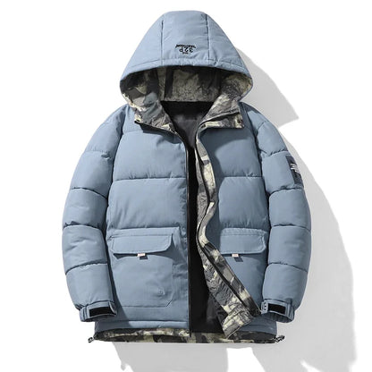 Parka coupe-vent à capuche pour hommes, veste chaude, pardessus monochromes, vêtements d'extérieur pour hommes, vêtements de neige pour documents, hiver, nouveau
