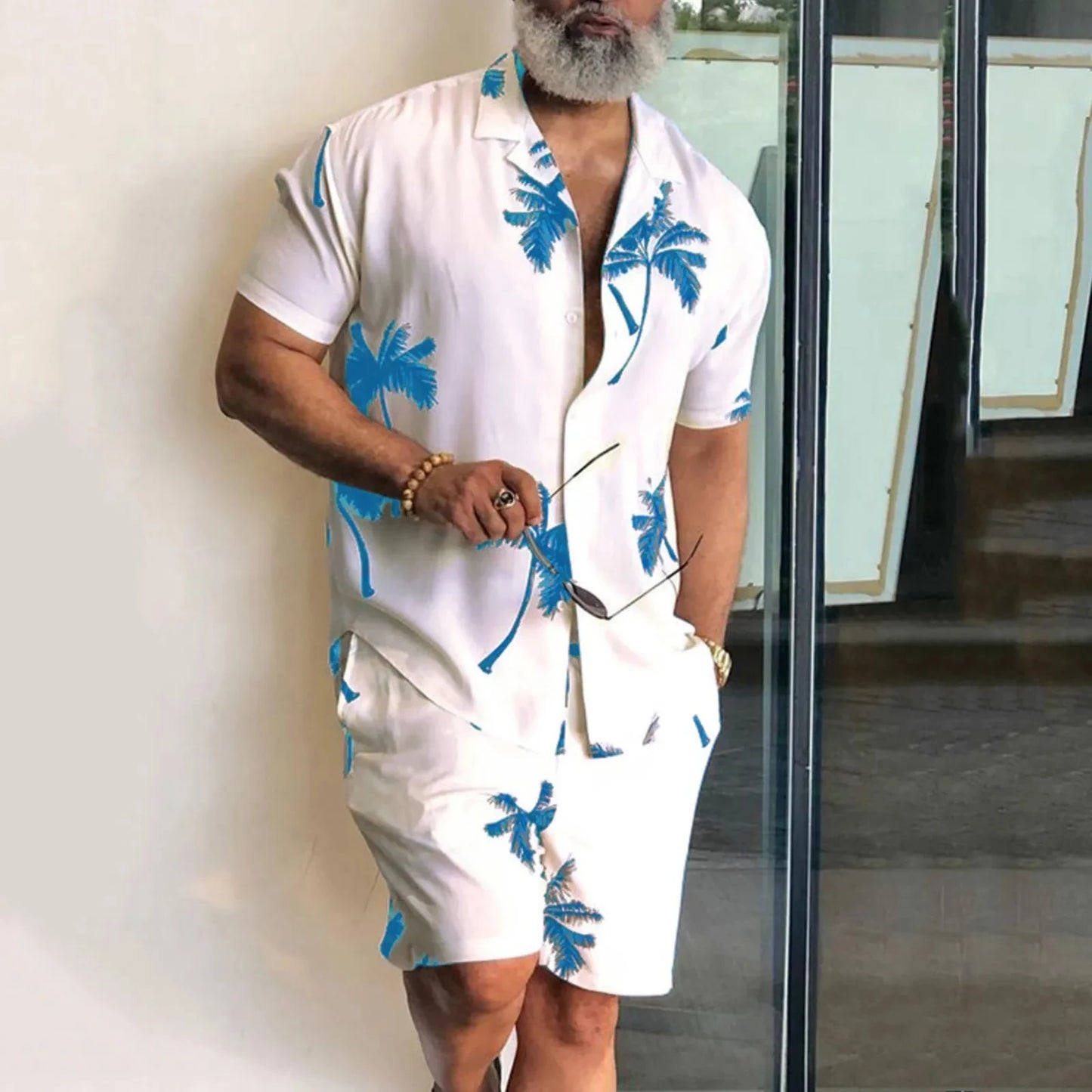 AMP Tree-Ensemble deux pièces pour hommes, chemises et shorts College en 3D, vêtements de plage unisexes, chemise à revers hawaïenne, olympiques à la mode, 2 pièces