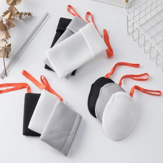 Filet moussant nettoyant pour le bain, 1 pièce, sac à savon carré ou ovale Double face, éponges exfoliantes pour le corps, maille de salle de bain, poche pour savon