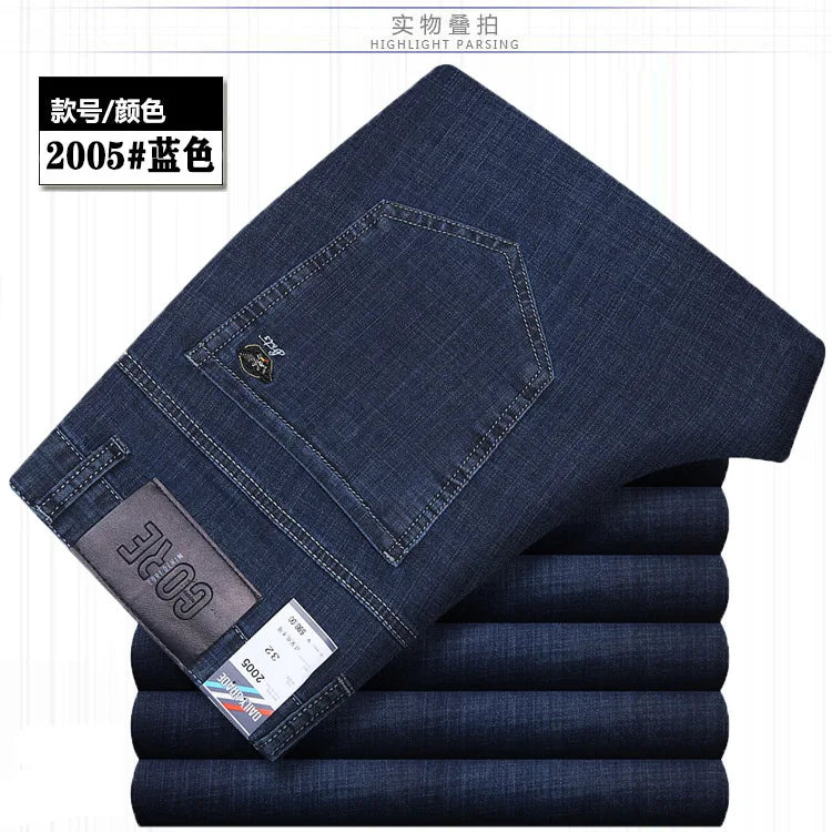 Jean Denim Fin pour Homme, Pantalon Droit, Décontracté, Bleu, Noir, Gris, Vêtements d'Été, Taille 40 42