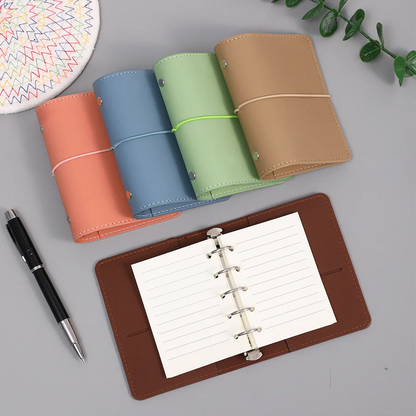 Cahier A7 à Feuilles Mobiles en Cuir Souple,