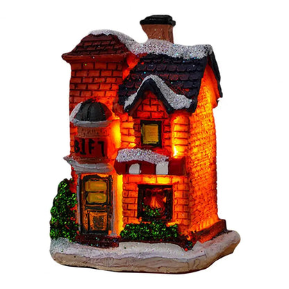 Ornement de maison lumineuse de noël, éclairage chaud romantique, artisanat en résine, couverture de neige LED pour bureau, décoration de maison, Statue de Festival