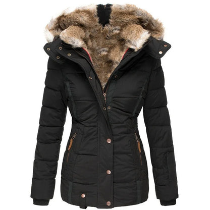 Manteau de luxe en laine et coton pour femme, parka Slim à capuche, fermeture éclair, manches longues, coupe-vent, combinaison de neige, manteau rembourré en coton, nouvelle collection hiver