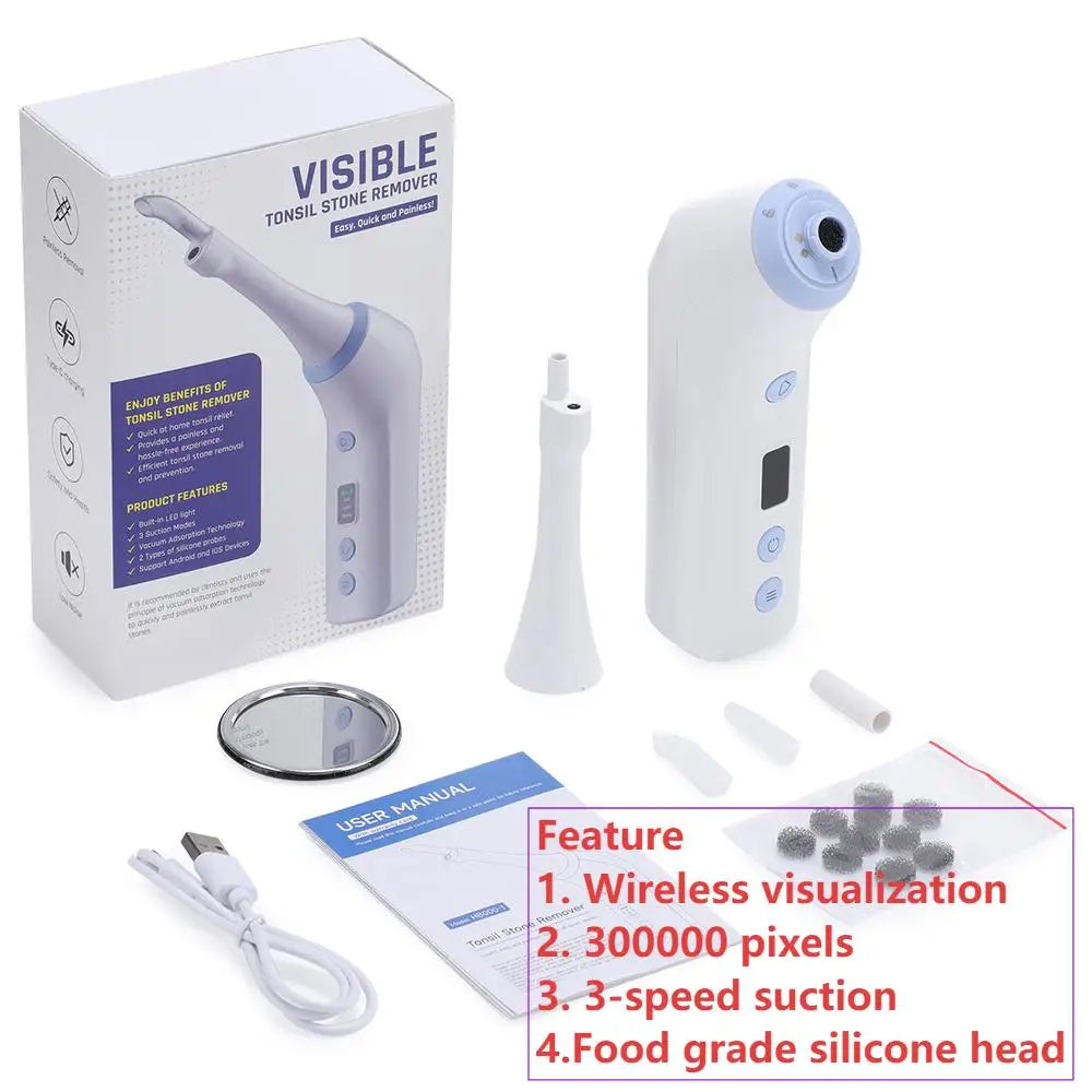 Dissolvant visuel électrique de pierre d'amygdale Kit d'élimination de pierre d'amygdale vide avec seringue d'irrigation aspiration instantanée pierre d'amygdale Remova