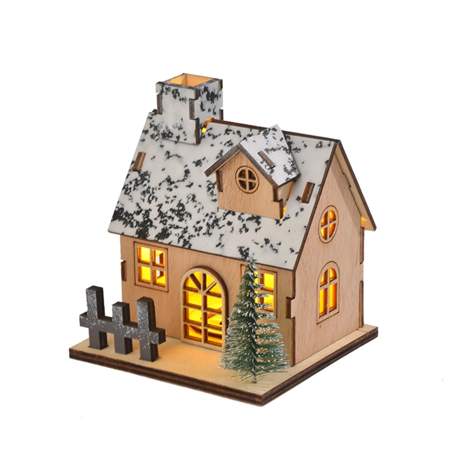 Maison en bois avec lumière LED pour Noël, cabine Shoous, décorations de joyeux Noël, ornements d'arbre de Noël bricolage, cadeau pour enfants, nouvel an
