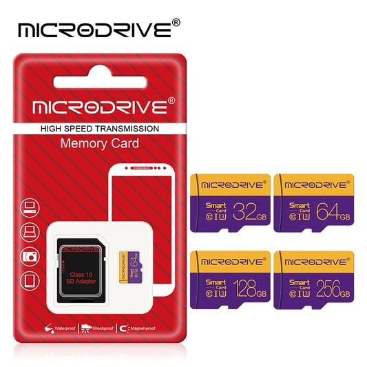 Carte mémoire micro TF haute vitesse, carte SD, 128 Go, 256 Go, classe 10, 4 Go, 8 Go, 16 Go, 32 Go, V10, carte TF pour smartphones, appareil photo et haut-parleurs