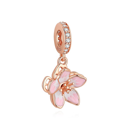 Original 925 en argent Sterling breloque perle arbre généalogique maman pendentif chaîne de sécurité breloques or Rose ajustement marque Bracelets bijoux à bricoler soi-même