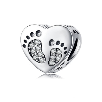 BISAER 925 en argent Sterling coeur série breloque perle coloré Zircon pendentif ajustement famille fête des mères anniversaire Bracelet bijoux à bricoler soi-même