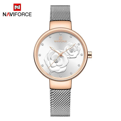 NAVIFORCE-Montre-bracelet  en maille pour femme, bracelet en acier inoxydable,