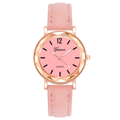 Montre à Quartz décontractée, bracelet en cuir, strass,