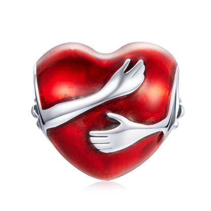 BISAER 925 en argent Sterling coeur série breloque perle coloré Zircon pendentif ajustement famille fête des mères anniversaire Bracelet bijoux à bricoler soi-même