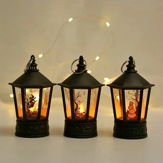 Décorations d'Halloween LED bougie Vintage château de sorcière citrouille fantôme suspendu LED lanterne lampe Halloween fête décor fournitures