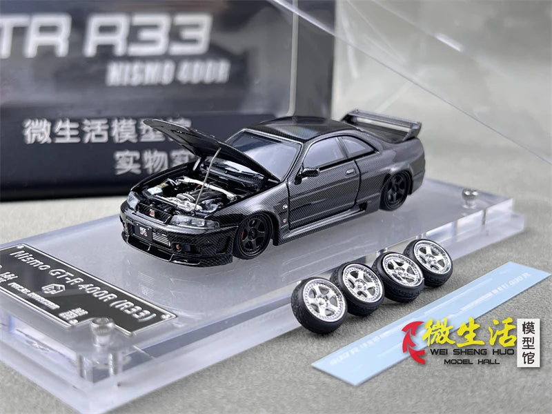 Stock 1:64 GTR R33 400R Skyline R32 R35 modèle de voiture moulée sous pression en alliage, jouet pour adolescents, à collectionner, cadeau d'anniversaire pour enfants.