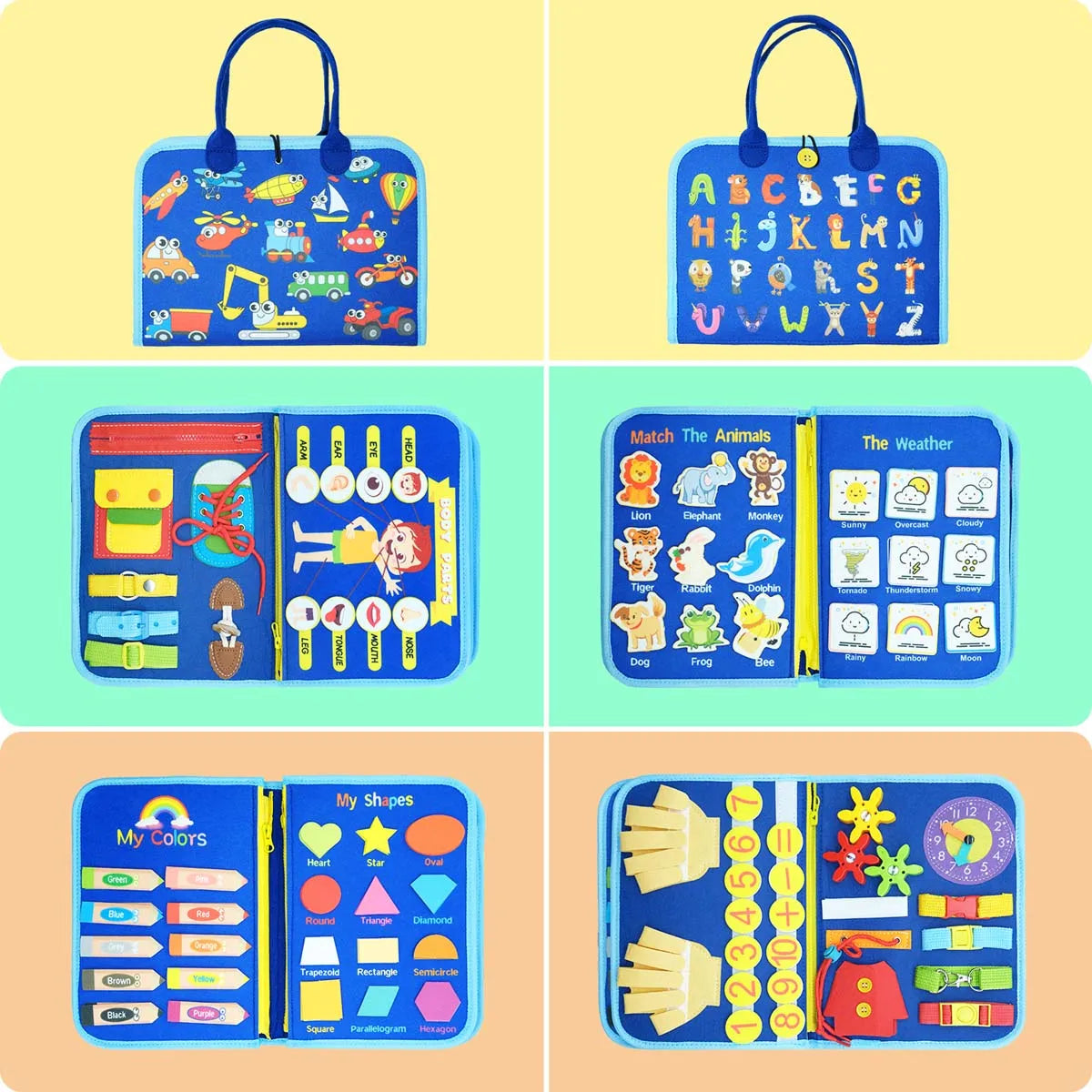 Planche occupée Montessori, apprentissage éducatif, livre sensoriel, activités de motricité de base pour tout-petits, jouet pour avion, voiture, voyage