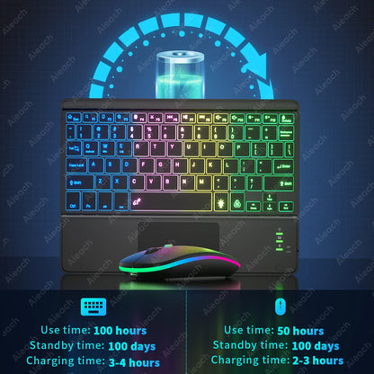 Clavier Android pour tablette rétroéclairée Rechargeable