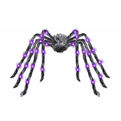 Araignée en peluche grise et blanche scintillante pour Halloween, fausse araignée géante en peluche, décor de maison hantée, accessoires d'araignée, décorations effrayantes pour jardin et cour