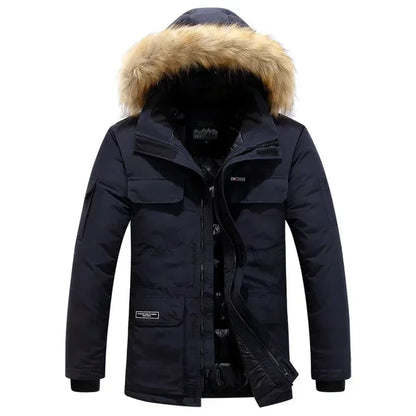 Parkas à capuche en fourrure d'hiver pour hommes, coupe-vent pour la neige, épais-30 degrés, garde au chaud, vestes d'extérieur, taille 6XL