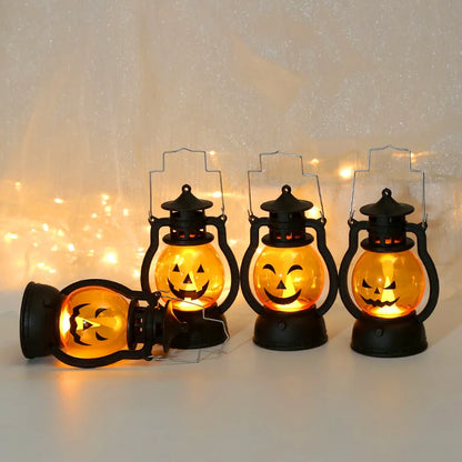 Lanterne à Citrouille LED pour Halloween, Lumière Fantôme, Bougie Rétro, Petite Lampe à Huile, Décoration de Maison, Accessoires d'Horreur
