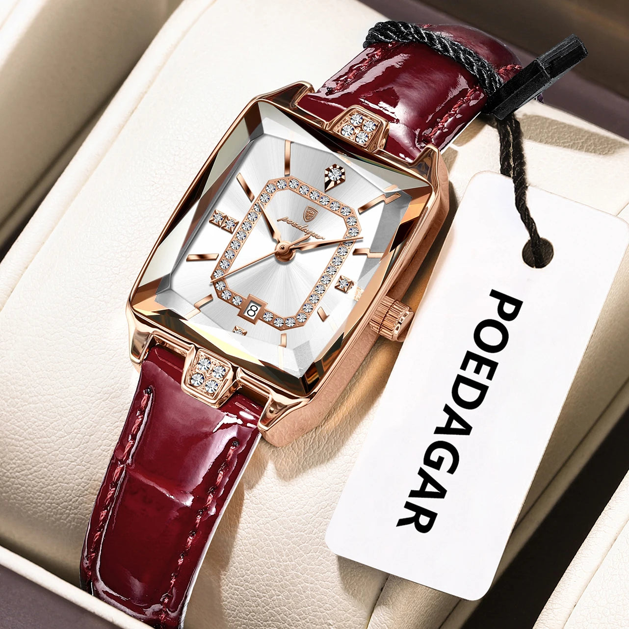 POEDAGAR classique luxe femmes montres étanche en cuir Date mode femme montre élégante de haute qualité Quartz femmes montre-bracelet