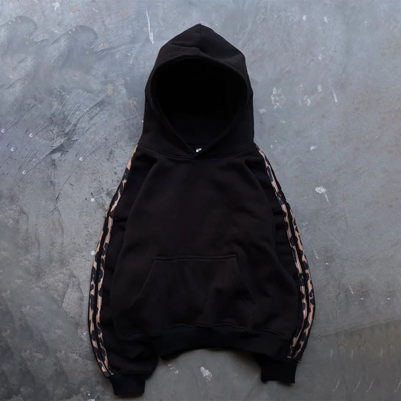 Mode 2 pièces côté rayé polyvalent confort pull à capuche taille élastique pantalons de sport ensemble Y2K hommes femmes décontracté Streetwear