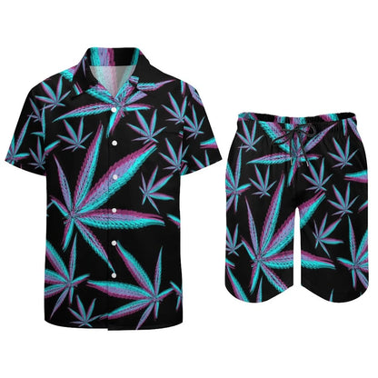 Ensemble champignon magique psychédélique pour hommes, chemise décontractée imprimée en 3D, short de plage surdimensionné, ensemble 2 pièces, costumes hawaïens pour vacances
