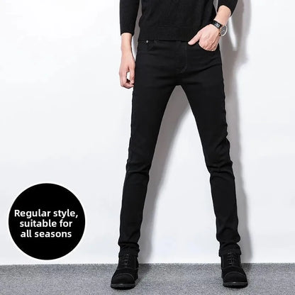 Jean Slim pour hommes, haut de gamme, européen, Version coréenne, décontracté, élastique, imprimé, pantalon Long, tendance pour jeunes