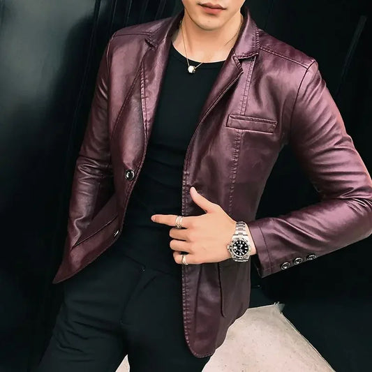 Blouson en Cuir Fin pour Homme, Coupe Slim, Beau Vintage, Vêtements Décontractés, Originaux, Printemps Automne