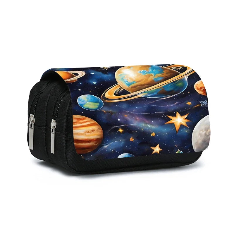 Cosmic Planet – étui à stylos à rabat Double couche pour garçons et filles, meilleurs cadeaux, fournitures scolaires de dessin animé 3D, sacs à crayons pour enfants