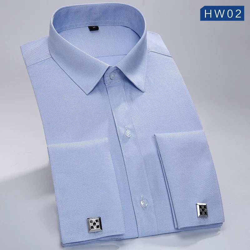 Chemise de Smoking à Manches sulfpour Homme, Tenue Décontractée, Coupe Cintrée, Couleur Unie, Document Français, Qualité