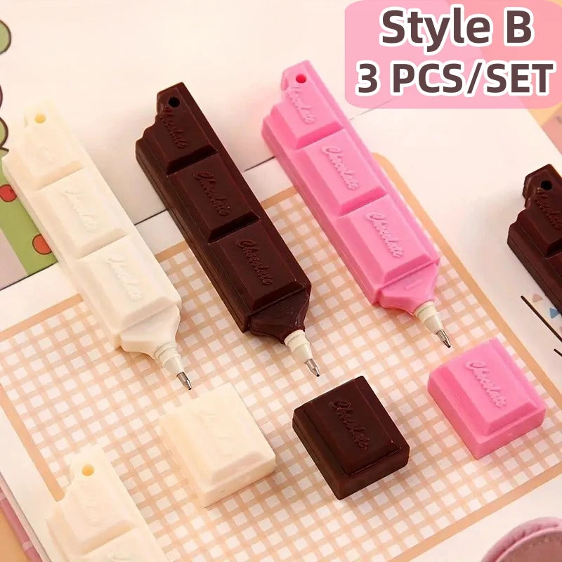 Ensemble de stylos à bille en forme de chocolat, 3 pièces 1,0mm
