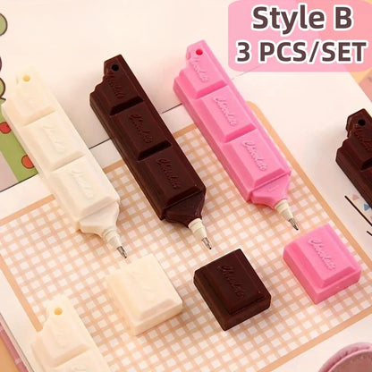 Ensemble de stylos à bille en forme de chocolat, 3 pièces 1,0mm