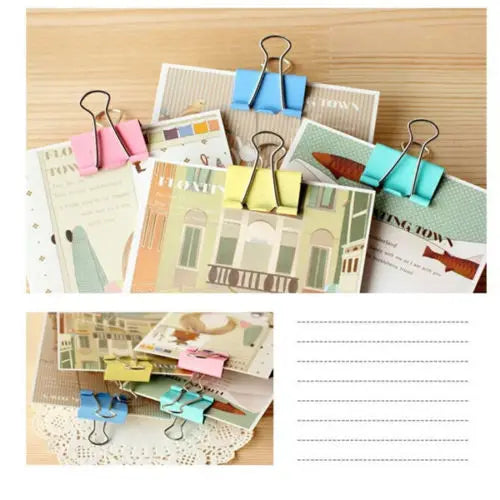 Clips de reliure en métal colorés 15mm, 60 pièces/lot, trombone, papeterie de bureau, fournitures de reliure