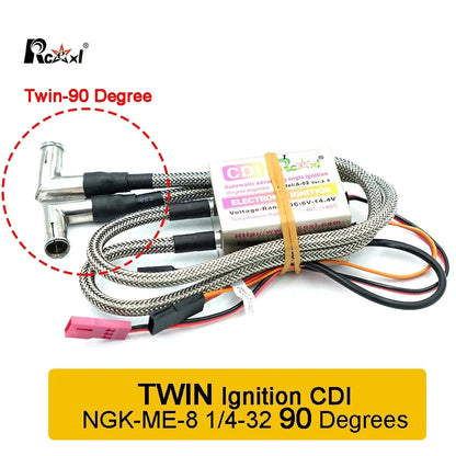 Rcexl Simple/Twin VILLE CDI NGK-ME-8 1/4-32 90/ 120 Résistant ou Droit pour Gaz GOLD DLE Moteur RC Avion