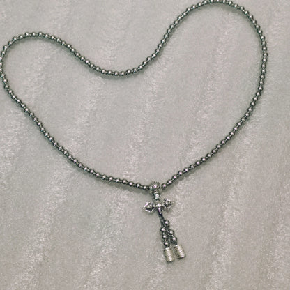 Bracelet et collier en acier au titane, perles de prière JOPrayer, auto-défense, taille, foi bouddha, pendentif croix, gadgets pour hommes, bijoux cadeaux
